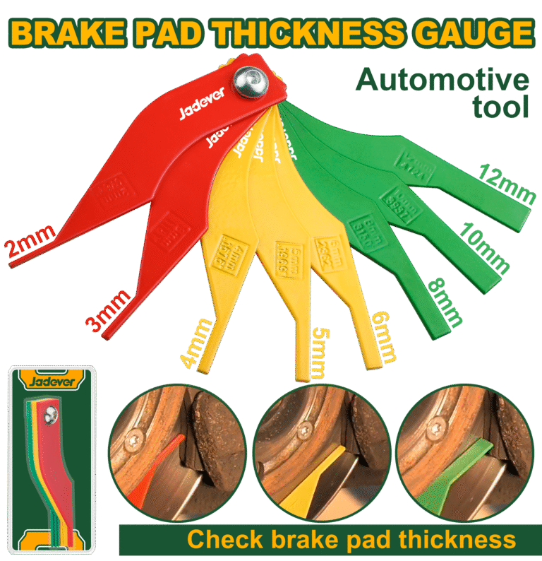 JADEVER Brake Pad Thickness Gauge – Color-Coded, Carbon Steel, Quick Brake Inspection Tool (JDART1408)