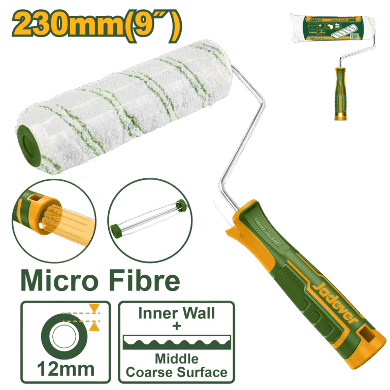 JADEVER Inner Wall Cylinder Brush – 230mm (9"), Microfibre, 12mm Pile Height, Roller Cover & Assistant Shanks (JDCB8912)