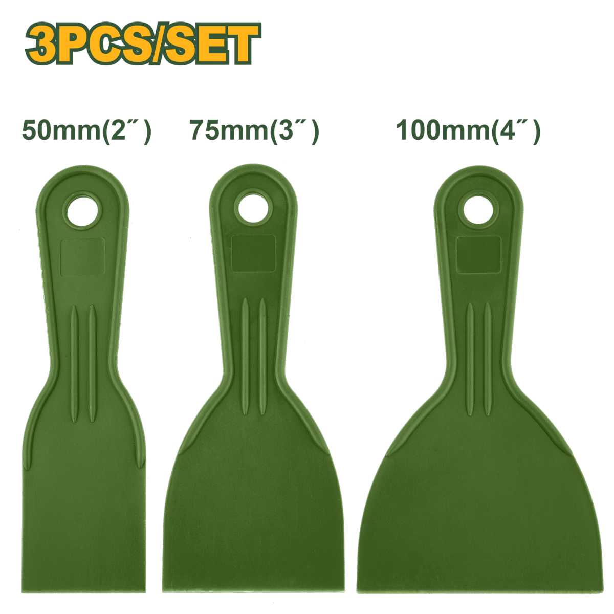 JADEVER 3-in-1 Plastic Putty Knife Set – 50mm, 75mm, 100mm, PP Material (JDPT3133)