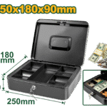 صندوق كاش – 5 خانات، مقاس 25×18×9سم، صفيح 0.7مم، سعة 4.1لتر، مع مفاتيح من جادايفر (JDQQX2H04)