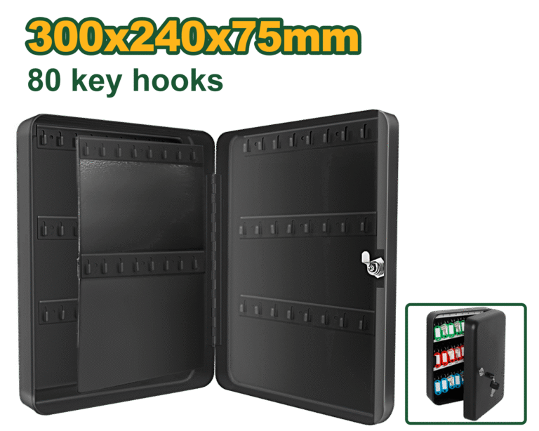 خزانة مفاتيح – سعة 80 مفتاح، مقاس 30×24×7.5سم، صفيح 0.7مم، تثبيت جداري أو أرضي من جادايفر (JDYSX1H03)