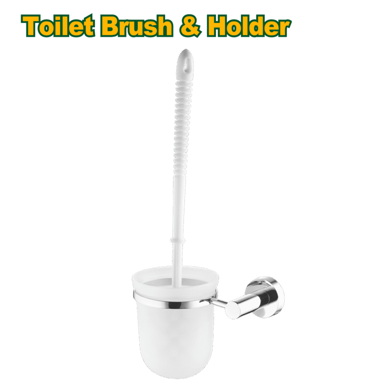 JADEVER Toilet Brush & Holder – Zinc Alloy Base with Clear Glass Cup, Includes Mounting Screws (JDZG1507)