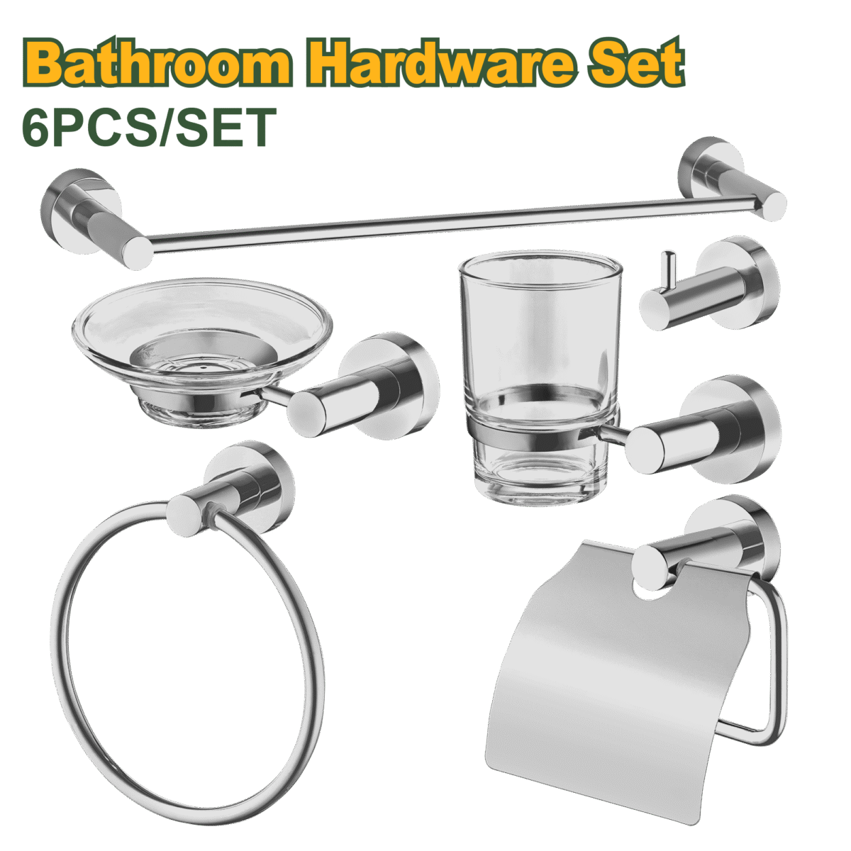JADEVER Bathroom Accessories Set – Zinc Alloy & Stainless Steel, 6-Piece Hardware Collection (JDZG1516)