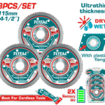 طقم ديسك ألماس لصاروخ شحن – 3 قطع 115مم | 4.5إنش من توتال (TAC511153)