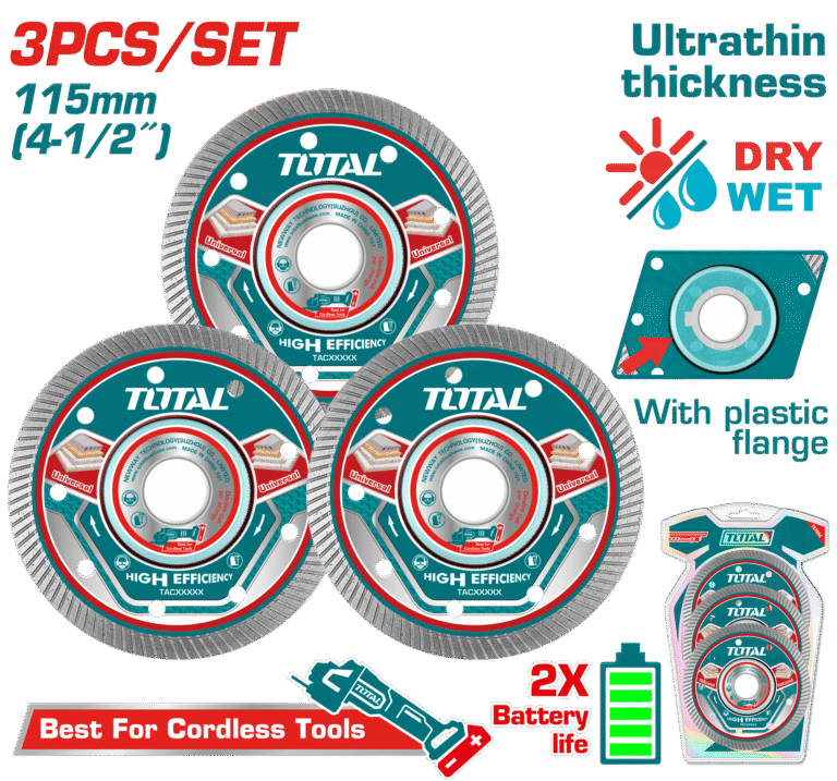 TOTAL Diamond Disc Set for Cordless Angle Grinder – 3 Pcs 115mm / 4.5" (TAC511153)