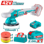 TOTAL Cordless Polisher 42V Brushless 150mm | 6" with Variable Speed & Accessories (TAPLI42151)