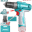 TOTAL 12V Cordless Drill – 20Nm Torque, 2-Speed Gear, USB-C Charging, 2×1.5Ah (TDLI12206)