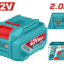 TOTAL 42V Lithium-Ion Battery Pack – 2.0Ah Capacity with LED Power Indicator, Compatible with P42M Tools (TFBLI42201)
