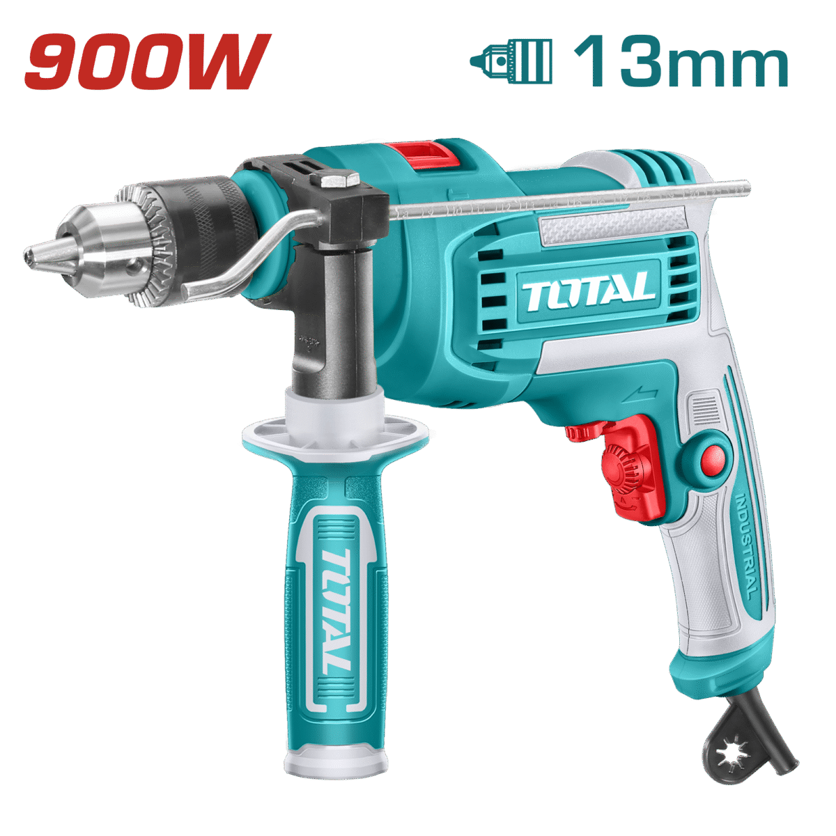 TOTAL 900W Impact Drill – 13mm Capacity, Variable Speed, Forward/Reverse Switch, Hammer Function (TG1091366)
