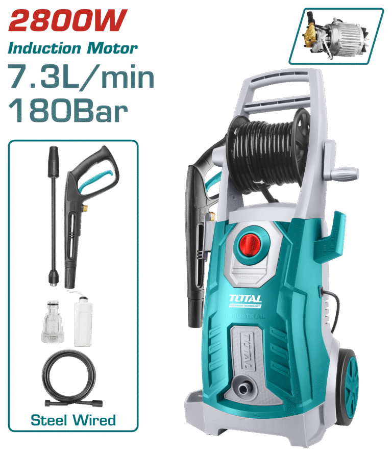 TOTAL High Pressure Washer 2800W – 180Bar with Copper Pump & Auto Stop System (TGT11266)