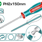 مفك مصلب فيليبس PH2 – شفرة S2 بطول 150مم، ساق سداسي، رأس مغناطيسي قوي من توتال (TGTPH2150)