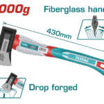 TOTAL Aircraft Axe – 1000g, Drop-Forged Head, Heat-Treated Carbon Steel, Fiberglass Handle (THAX0611000F)