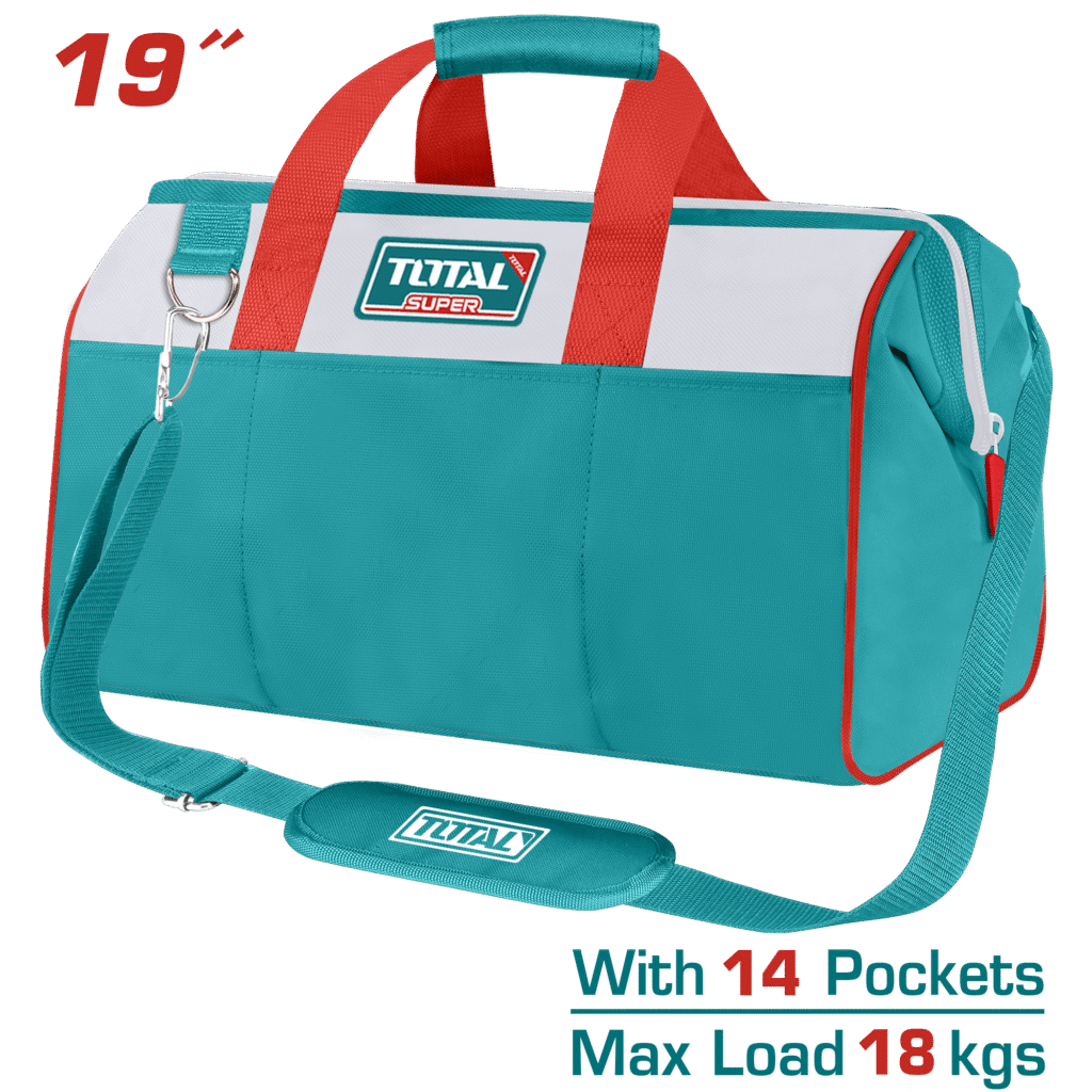 TOTAL Tool Bag 19" – 1680D Polyester, 18kg Load Capacity, Rigid Frame, Multi-Pocket Design (THT261925)