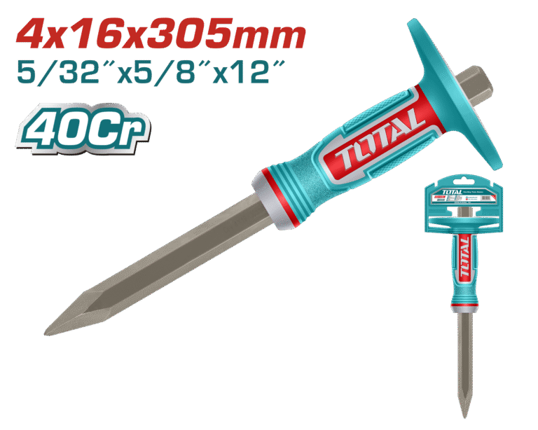 إزميل بوز 4مم × 16مم × 305مم – فولاذ 40Cr، معالج حرارياً، مطلي بودرة، بمقبض مريح من توتال (THT4530416)
