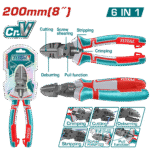 TOTAL 6-in-1 Multi-Function Diagonal Cutting Pliers – 8" | 200mm, Cr-V, Teflon Coated, Multi-Purpose Design (THTMF386)