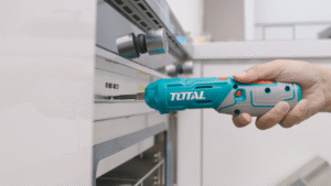 TOTAL Cordless Screwdriver – 4V, 240rpm, 4N.m Torque, 1/4" Hex, Adjustable Handle with 23-Pc Bit Set (TSDLI04425) - Image 4