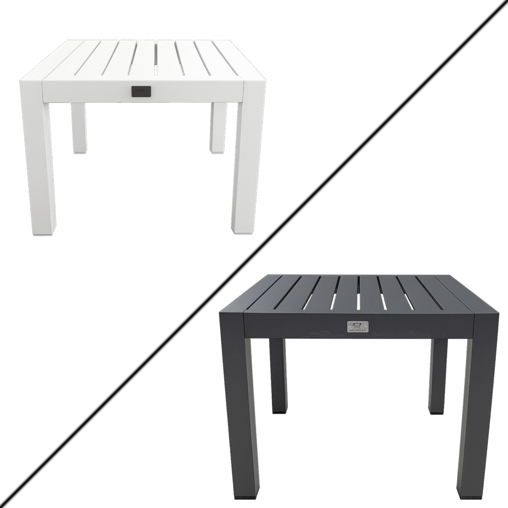 Aluminum Side Coffee Table – 49×49 cm, Dark Grey / White
