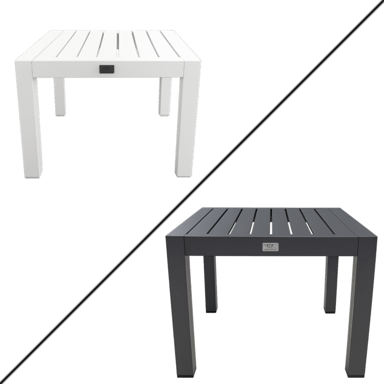 Aluminum Side Coffee Table – 49×49 cm, Dark Grey / White