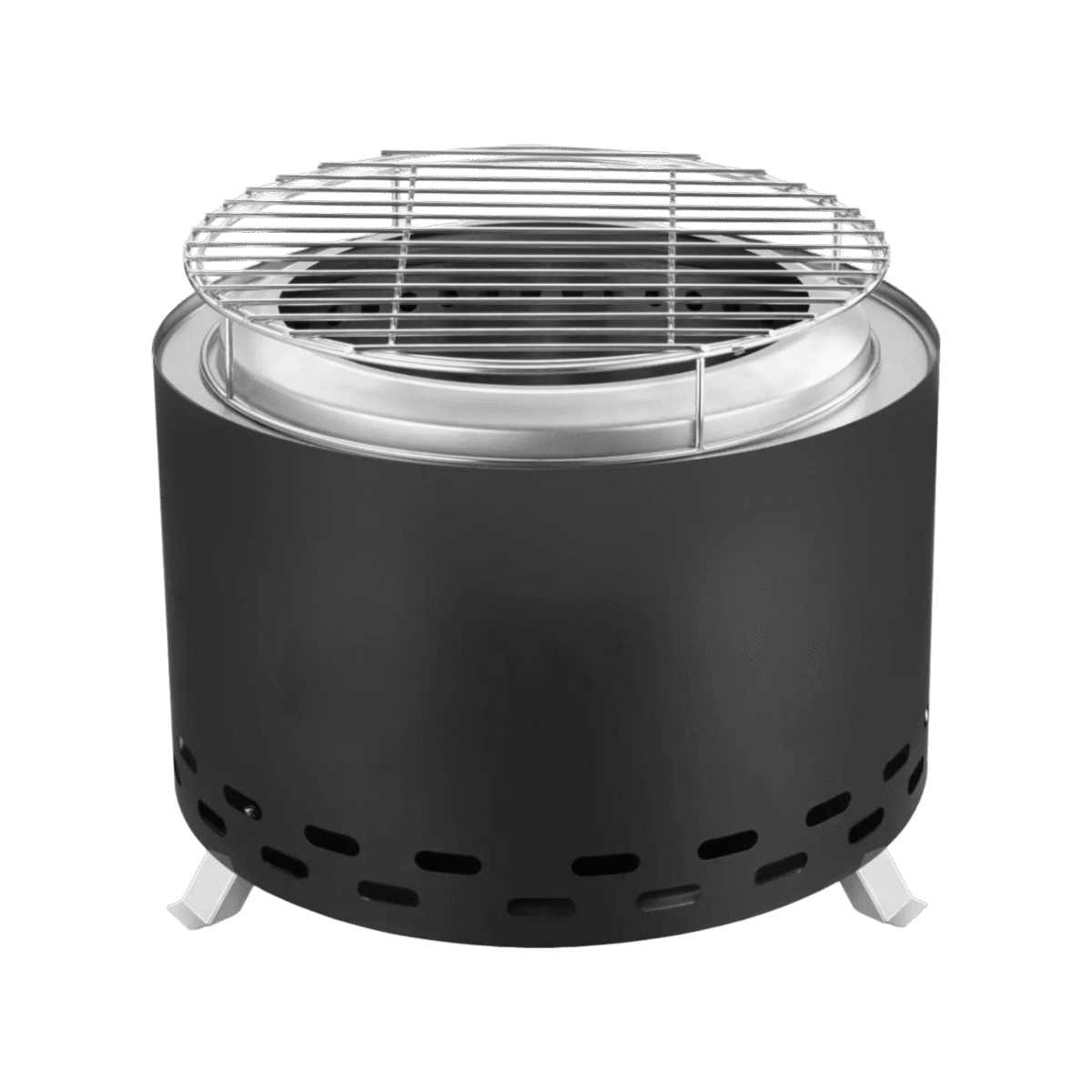 Outdoor Fire Pit – Stainless Steel, Black, Wood & Pellet Burning, Portable with Grill Grate