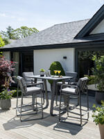 Outdoor Aluminum Bar Set – Weather-Resistant Bar Table & 4 Cushioned Bar Chairs, Powder-Coated Anthracite - Image 3