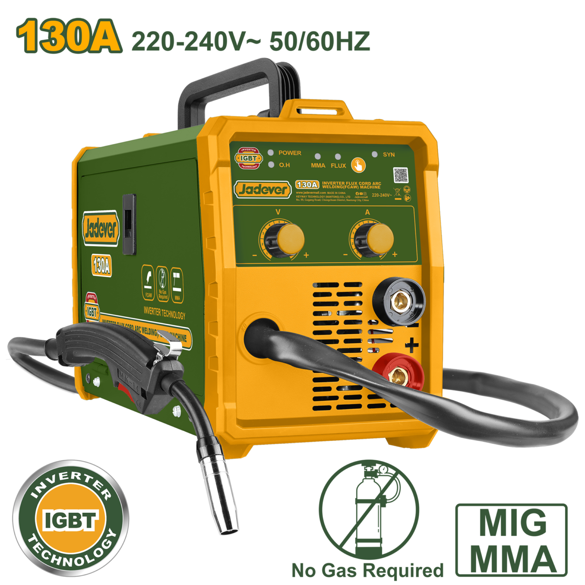 JADEVER Inverter Flux Cored Arc Welding Machine – FCAW – No Gas Required (JDWFC1303)