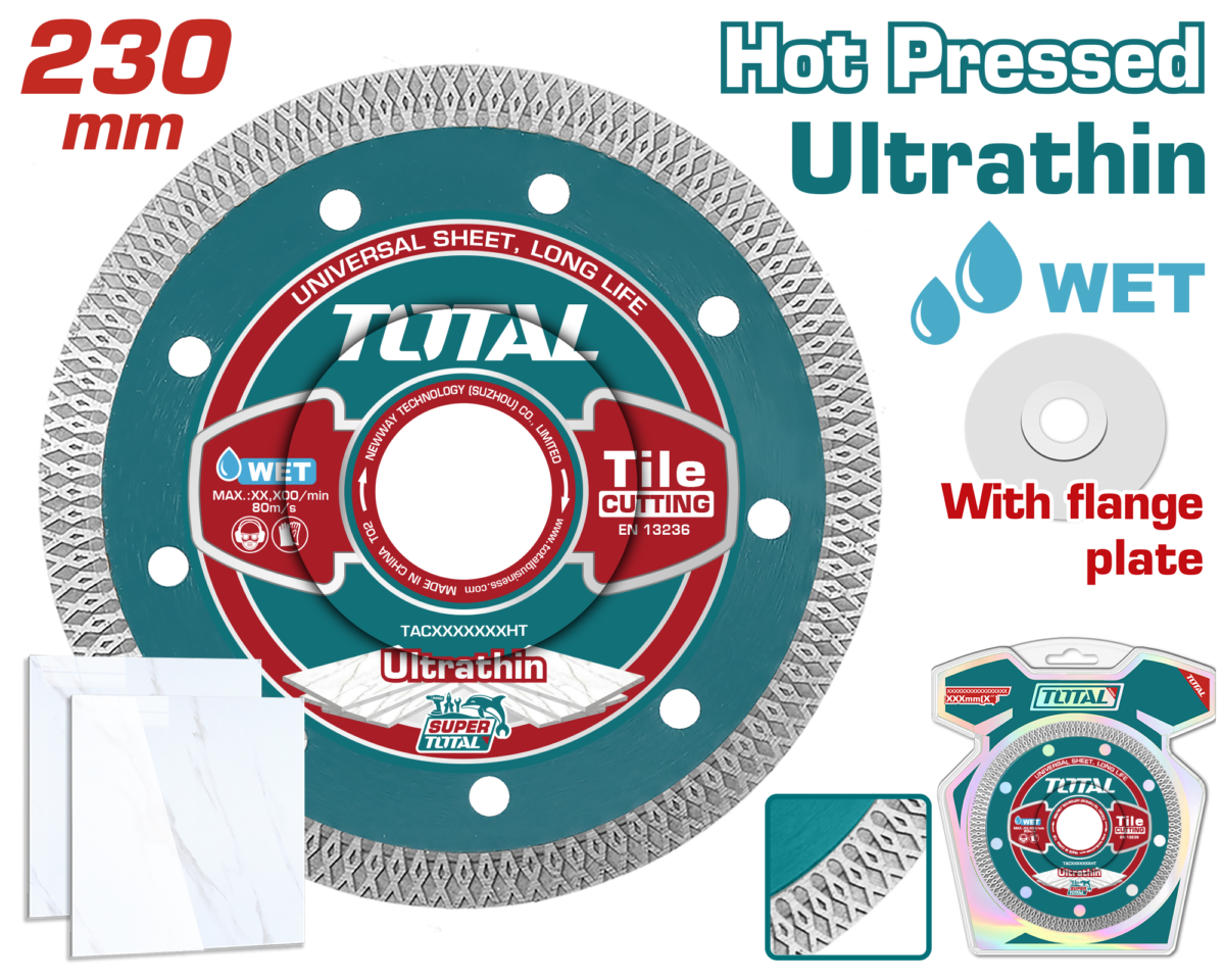 TOTAL Ultrathin Diamond Cutting Disc Mesh Rim – 230mm | 9″ (TAC2182301HT)