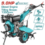 TOTAL Diesel Tiller – 9HP Gear-Driven Cultivator, Electric & Recoil Start (TDC13501D)