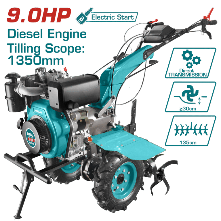 محراث زراعي ديزل – 9 حصان، قيادة تروس وتشغيل كهرباء وسحب من توتال (TDC13501D)