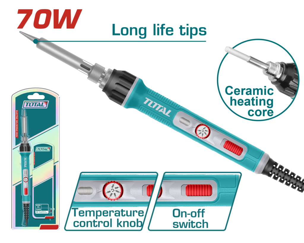 TOTAL Electric Soldering Iron – 70W Adjustable Temperature (TET01606)