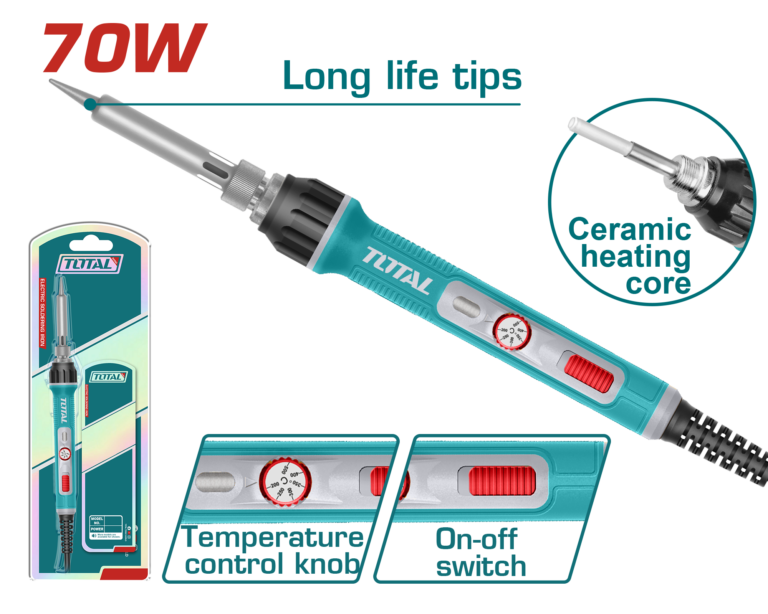 TOTAL Electric Soldering Iron – 70W Adjustable Temperature (TET01606)