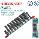 طقم بوكس طويل 3/8 إنش – 10 قطع من توتال (THKISD38106L)