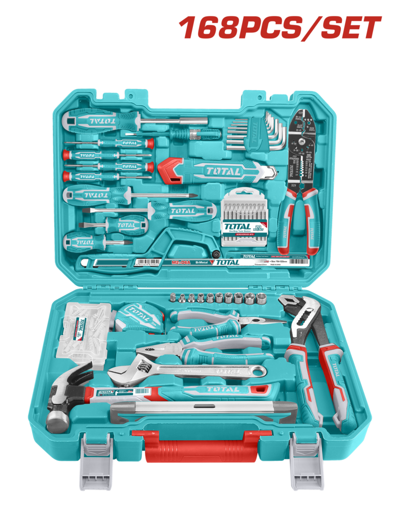 TOTAL 168 Pcs Hand Tools Set with Carrying Case (THKTHP21686)
