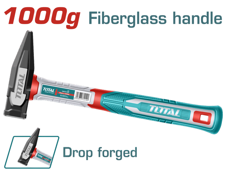 TOTAL Machinist Hammer – 1000g Drop-Forged, Fiberglass Handle (THMH621000)