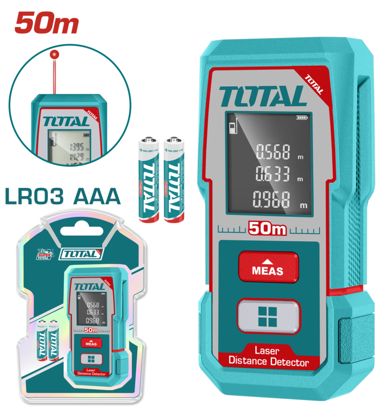TOTAL Laser Distance Detector – 50m Range, ±2.0mm Accuracy (TMT55016)