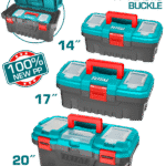TOTAL 3 Pcs Plastic Tool Boxes Set – 14" / 17" / 20" Heavy-Duty PP (TPBXK0031)