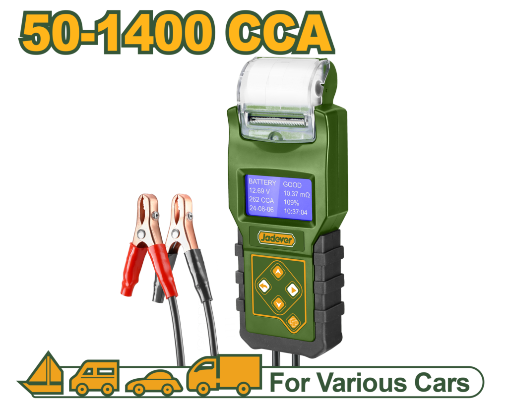 جهاز فحص نظام البطارية – مدى 50–1400 CCA لفحص البطارية والدينامو مع طباعة من جادايفر (JDBD1514)