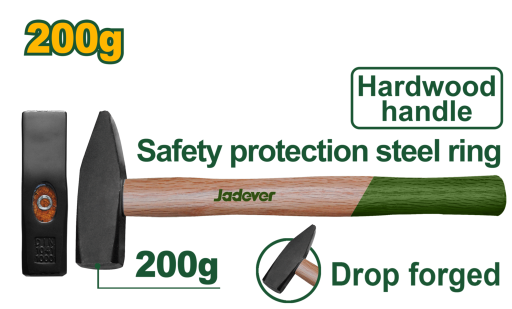 JADEVER Machinist Hammer 200g – Drop-Forged Steel Head with Hardwood Handle (JDMB1302)