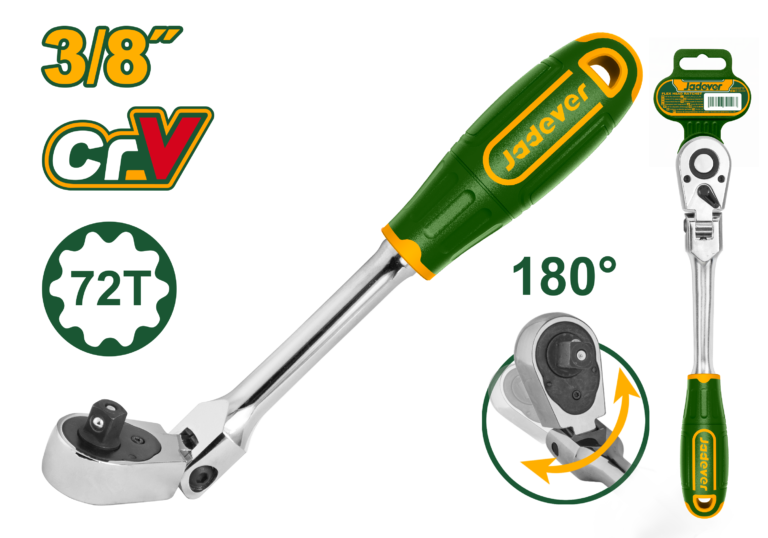 طرطيقة 3/8 إنش رأس متحرك – 72 سن مع مقبض مريح للأماكن الضيقة من جادايفر (JDRW4238)