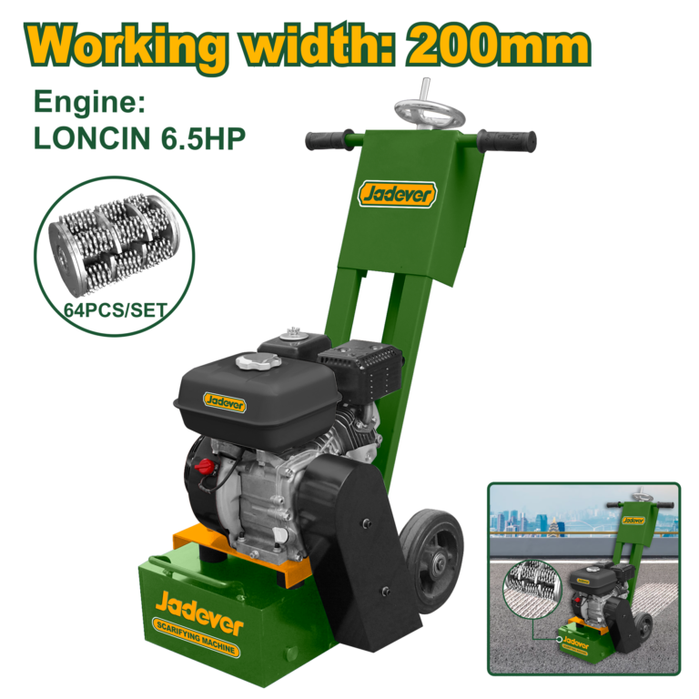 JADEVER Gasoline Scarifying Machine 200mm – Concrete Floor & Road Surface Scarifier, Loncin 6.5HP (JDSFM2A201)