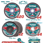 TOTAL 30 Pcs Cutting and Grinding Disc Set 76mm for Mini Angle Grinder (TAC97630)