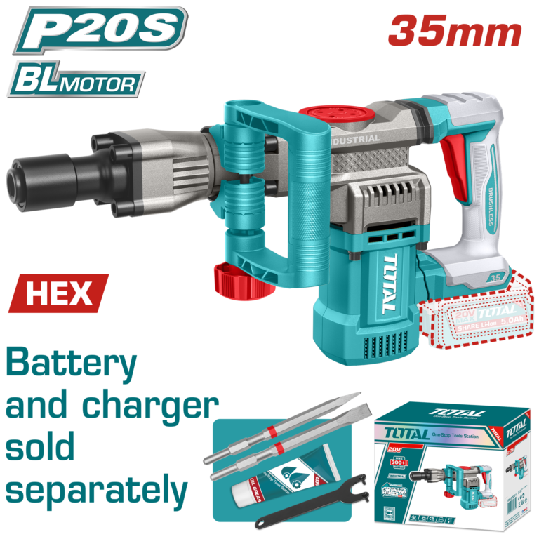 همر عفريتة شحن 20 فولت – 16 جول محرك بدون فحمات بنظام SDS HEX بدون بطارية و شاحن من توتال (TDBLI20358)