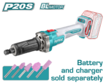TOTAL Cordless Die Grinder 20V Brushless Variable Speed - Battery & Charger Sold Separately (TDGLI2001)