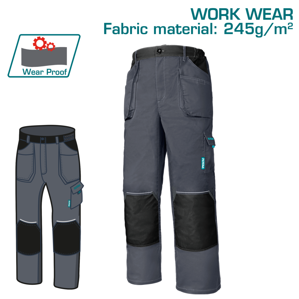 TOTAL Work Trousers with Knee Pad Pockets – Durable & Reflective (TSP6022)