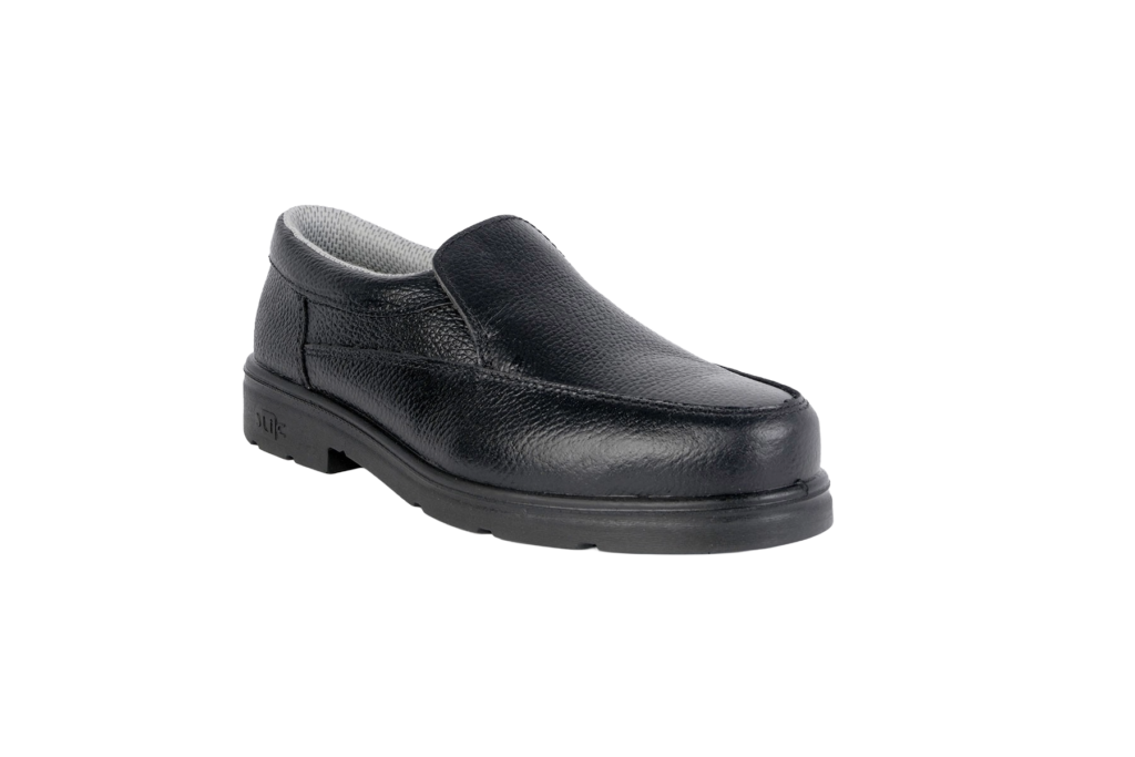 SLIC | حذاء سلامة أسود بدون رباط – رأس حديد ومقاومة انزلاق