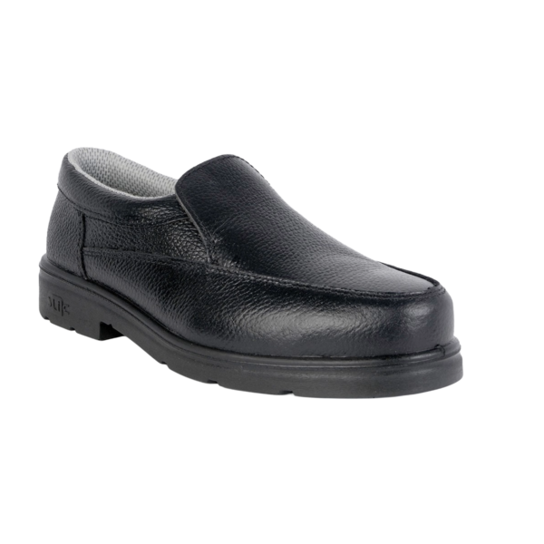 SLIC | حذاء سلامة أسود بدون رباط – رأس حديد ومقاومة انزلاق