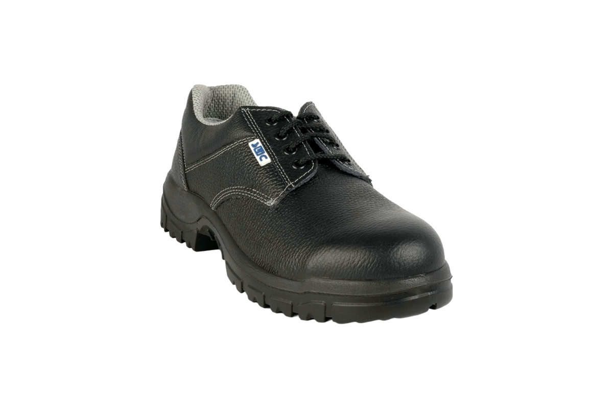 SLIC Black Safety Shoe with Four Eyelets – Steel Toe Industrial Safety Footwear