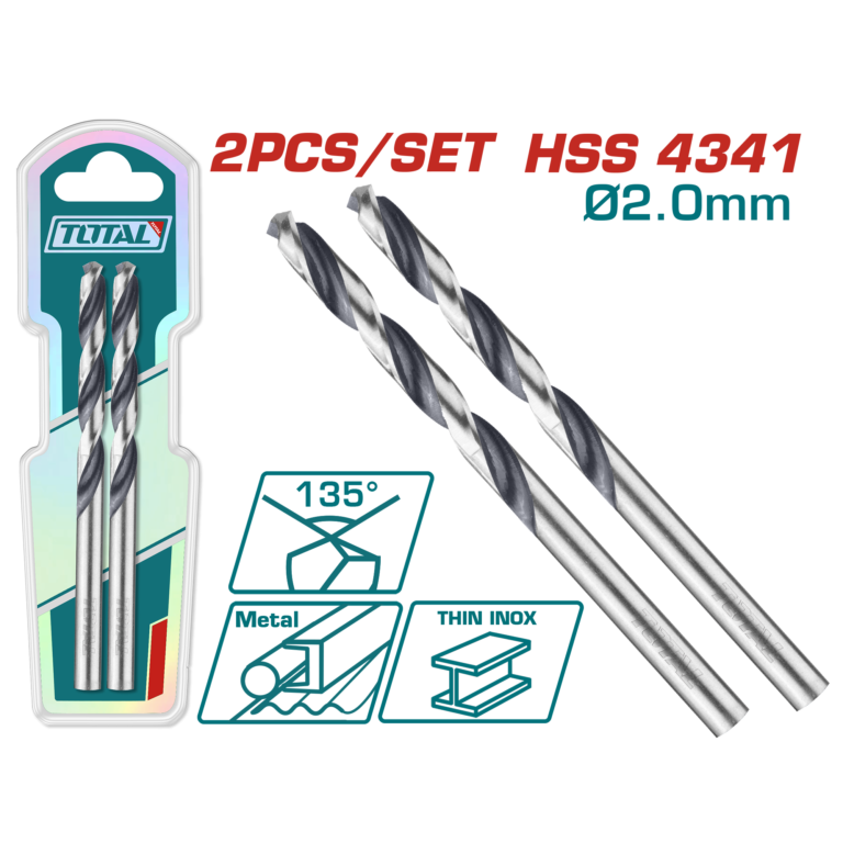 ريش حفر عدد 2 - HSS 4341 مقاس 2 ملم – زاوية 135° من توتال (TAC1200024)