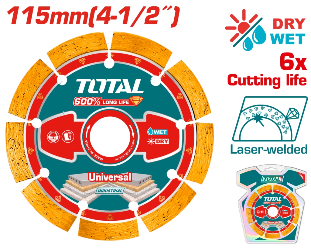 الماظة ليزر قص 115 ملم | 4.5 إنش – لقص الحجر والخرسانة من توتال (TAC2171151)