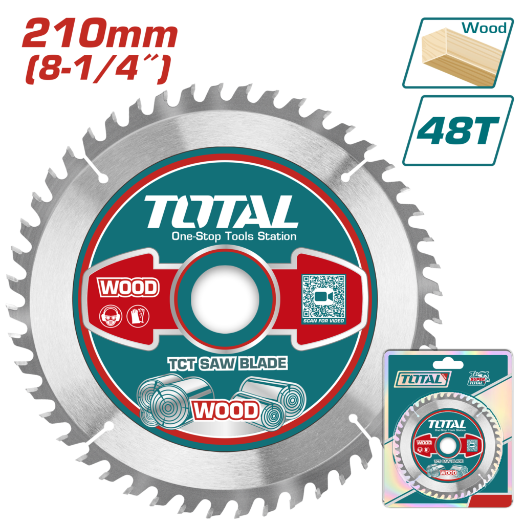شفرة منشار 210 ملم – 48 سن TCT لقص الخشب لمنشار زاوية من توتال (TAC231522)