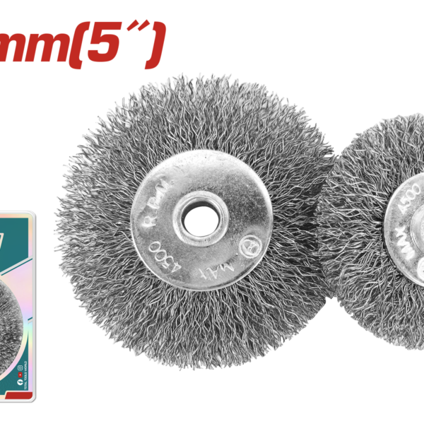 TOTAL Wire Wheel Brush 125mm | 5" – Steel Wire Cleaning & Surface Preparation Wheel (TAC36051)